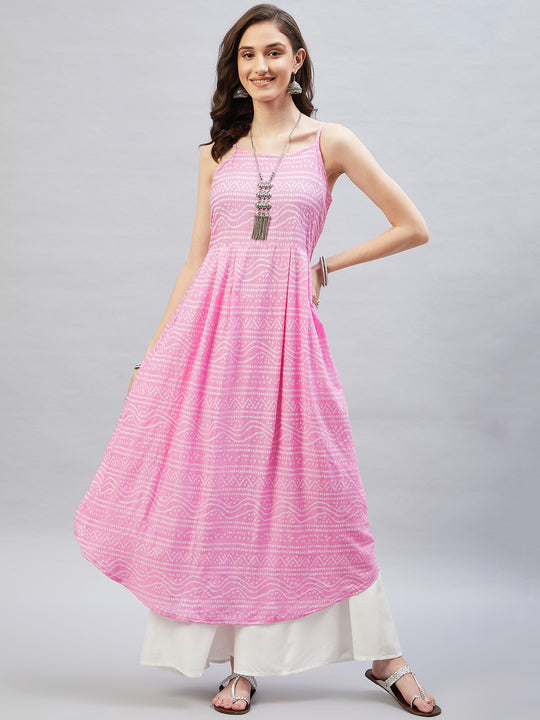 Bpink Bandhej Strappy Kurta Palazzo Set