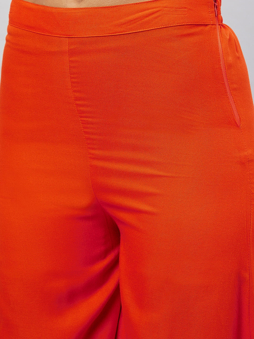 Orange Strappy Set With Maroon Abstract Organza Dupatta