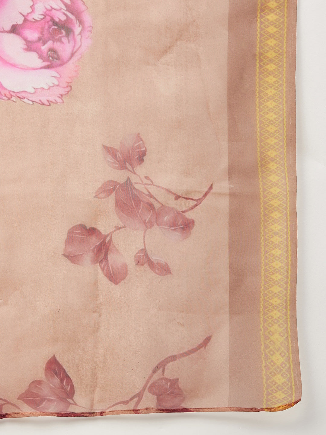 Magenta One shoulder Set Gold Pink Organza Dupatta