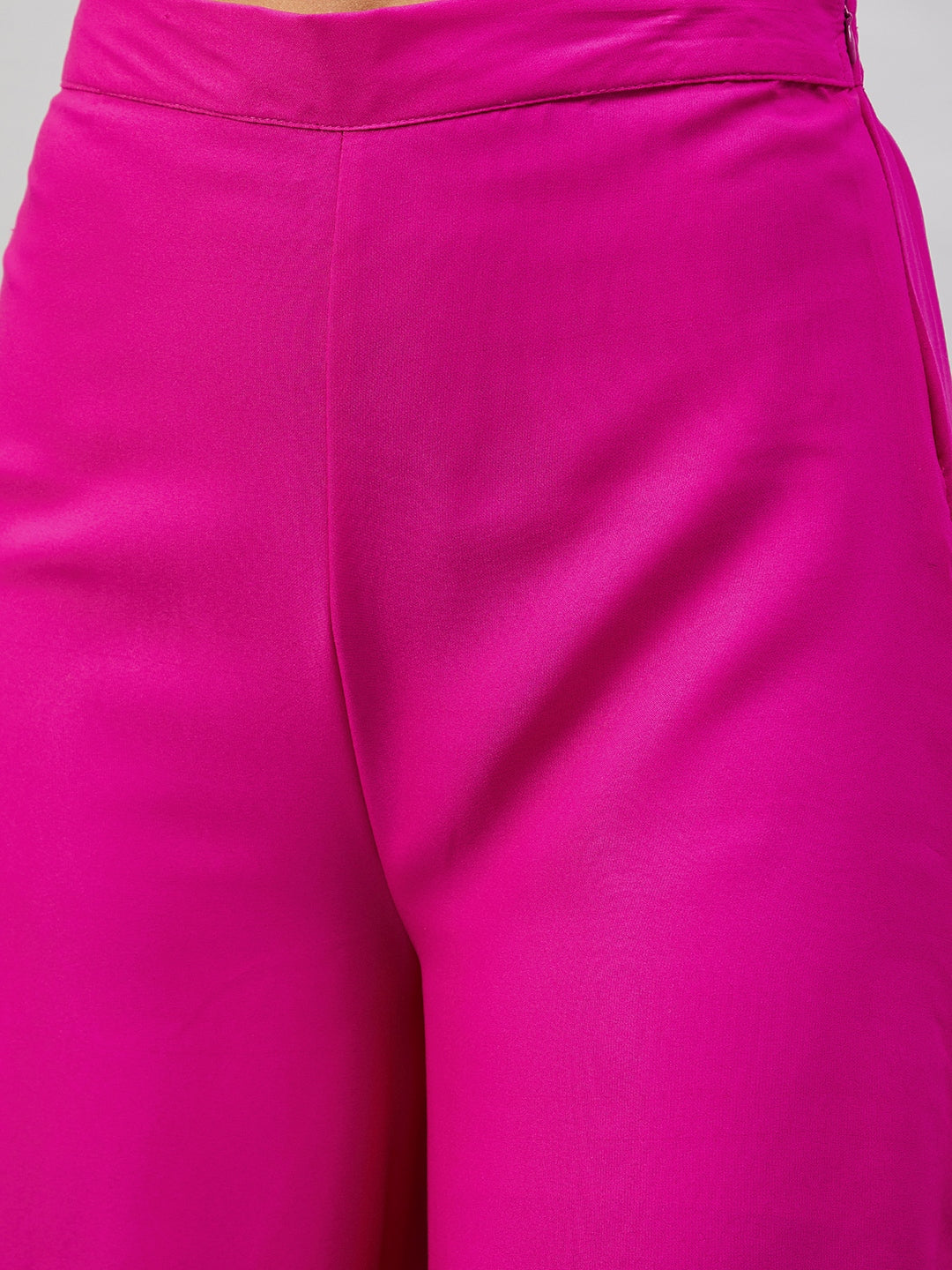 Magenta One shoulder Set Gold Pink Organza Dupatta