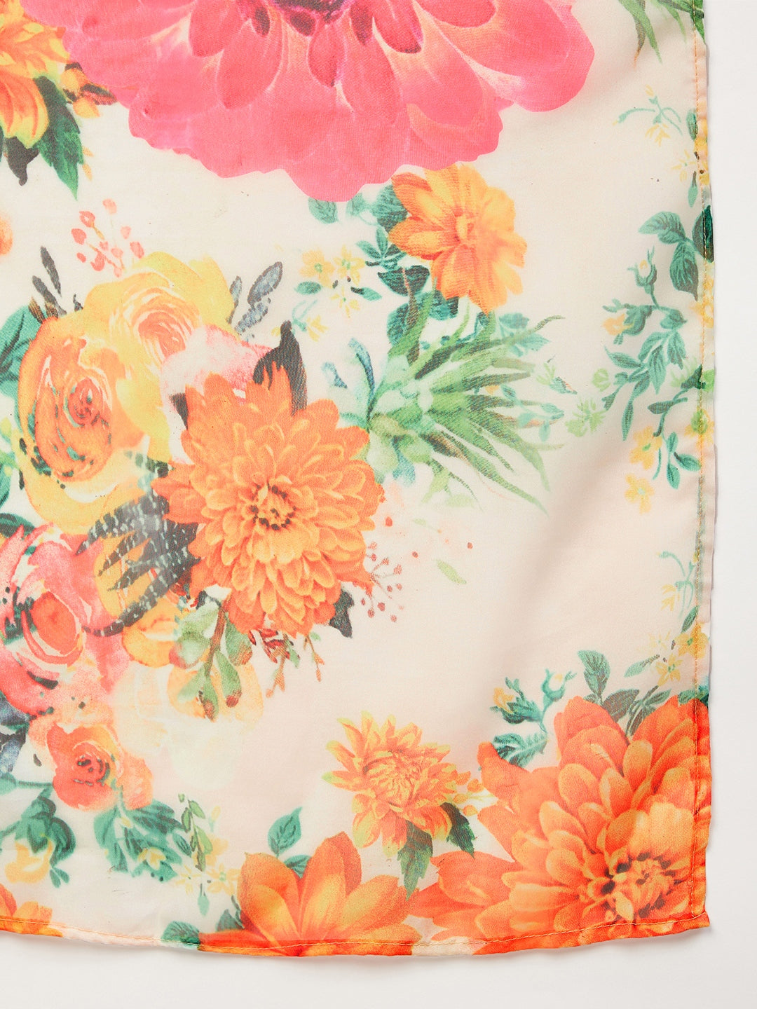 Magenta One shoulder Set With Cream Pink Floral Organza Dupatta