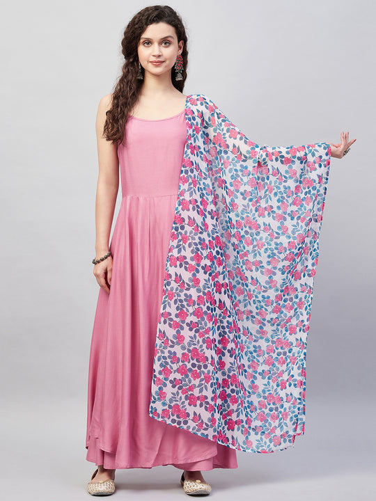 Light Pink Strappy Set W White Blue Pink Ge Dupatta