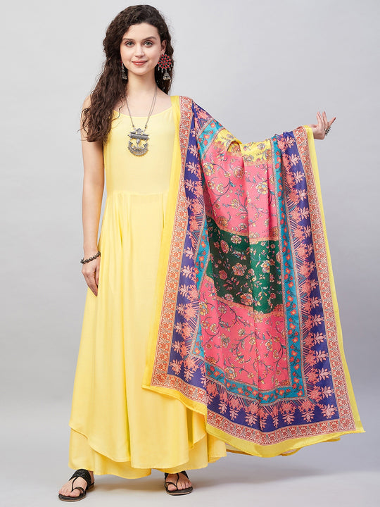 Light Yellow Strappy Set W Yellow & Orange Dupatta