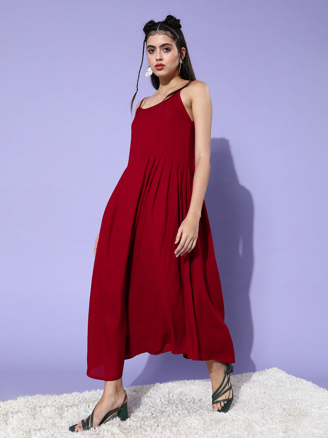 Maroon - Multi Organza Cape Set