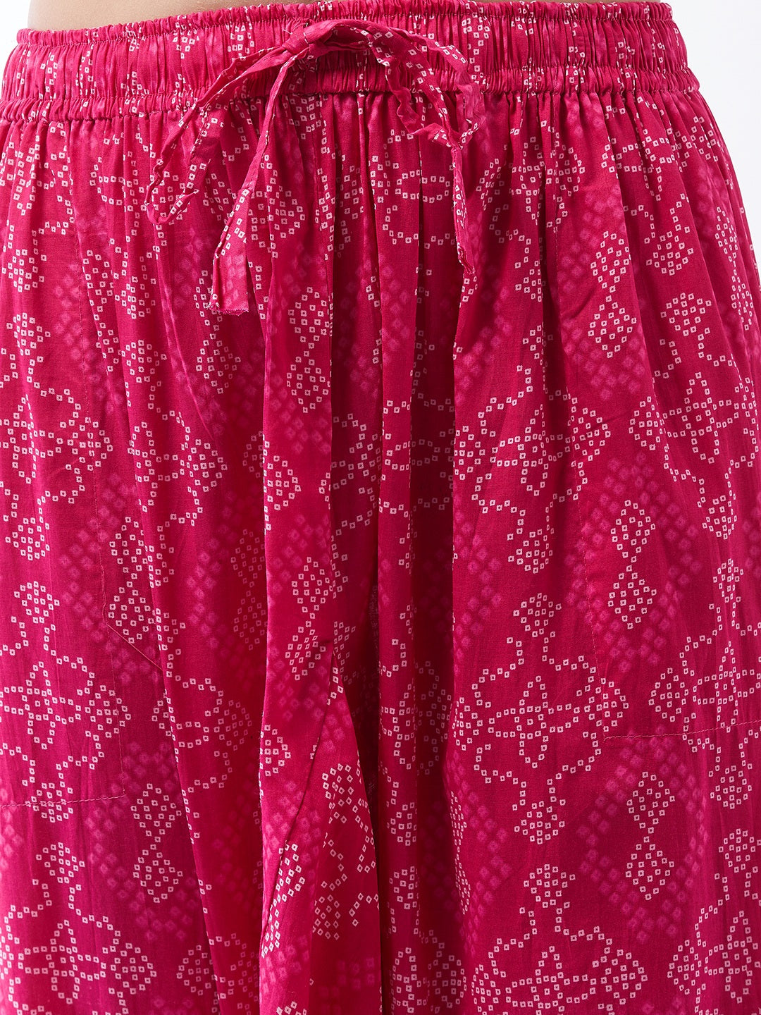 Pink Bandhini Harem Pants For Teens