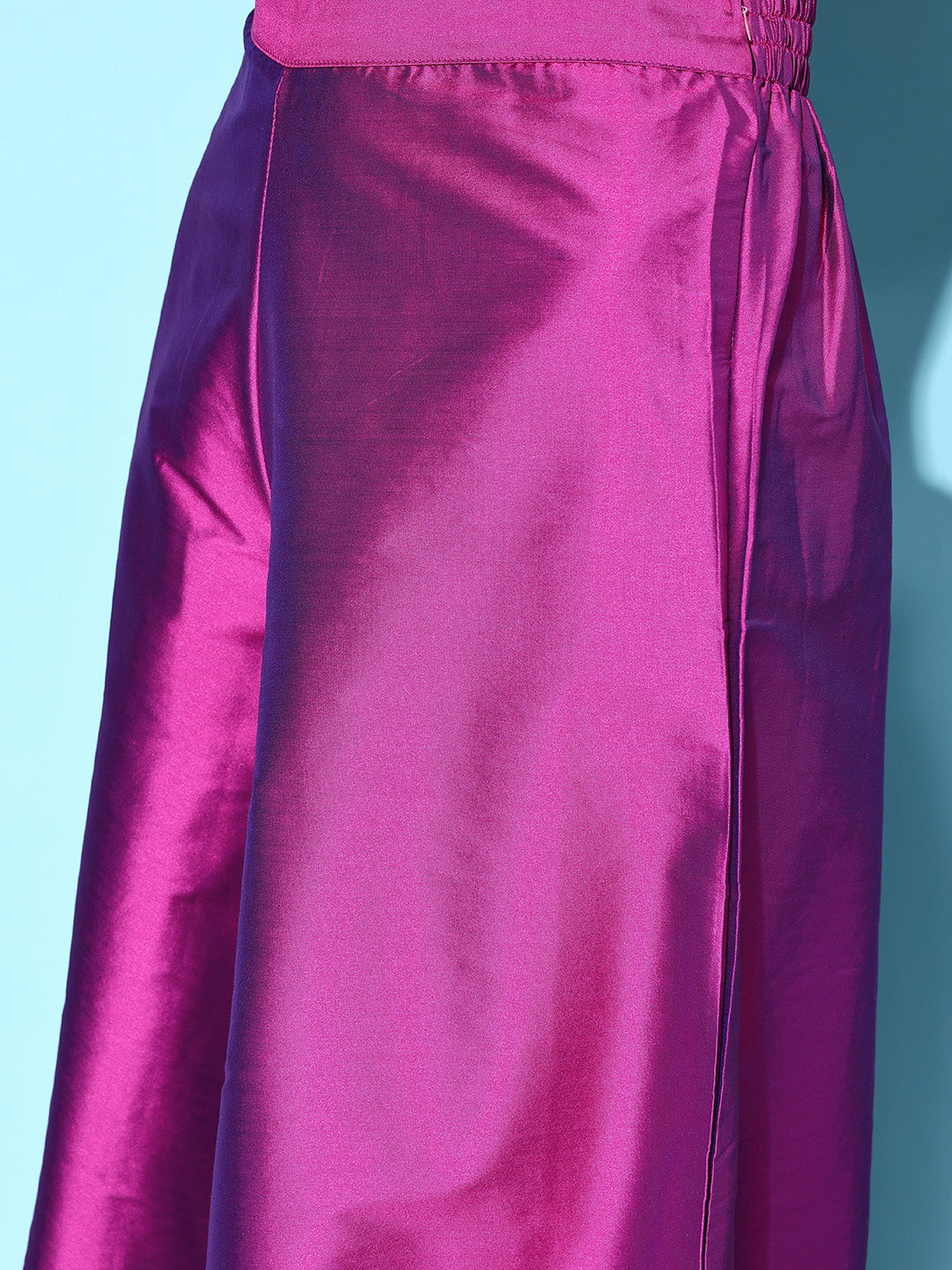 Purple Off Shoulder Silk Kurta Set -Mauve Hand Painted Dupatta