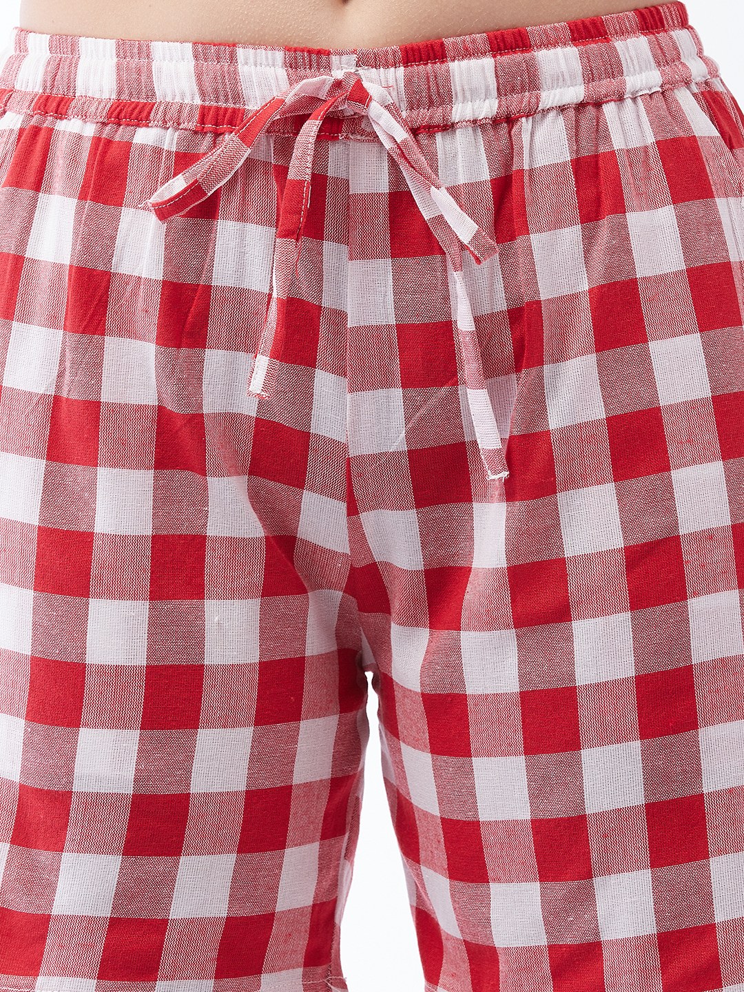 Red & White Check Shorts For Teens