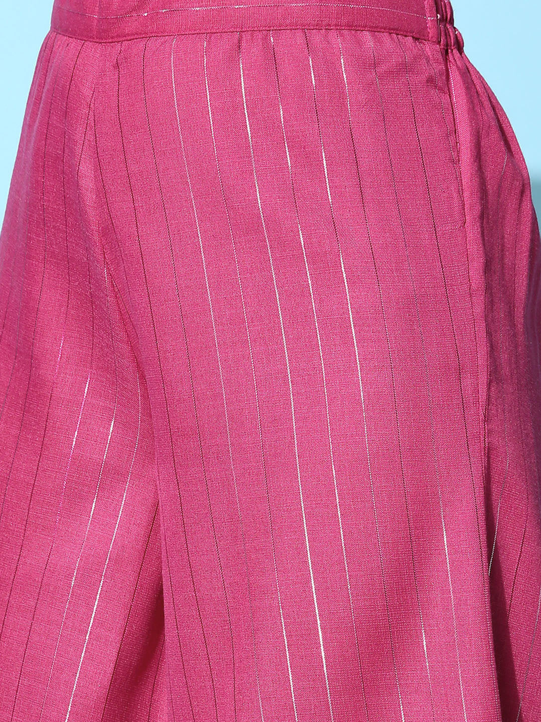 Pink Lurex Boho Sleevless Kurta Set