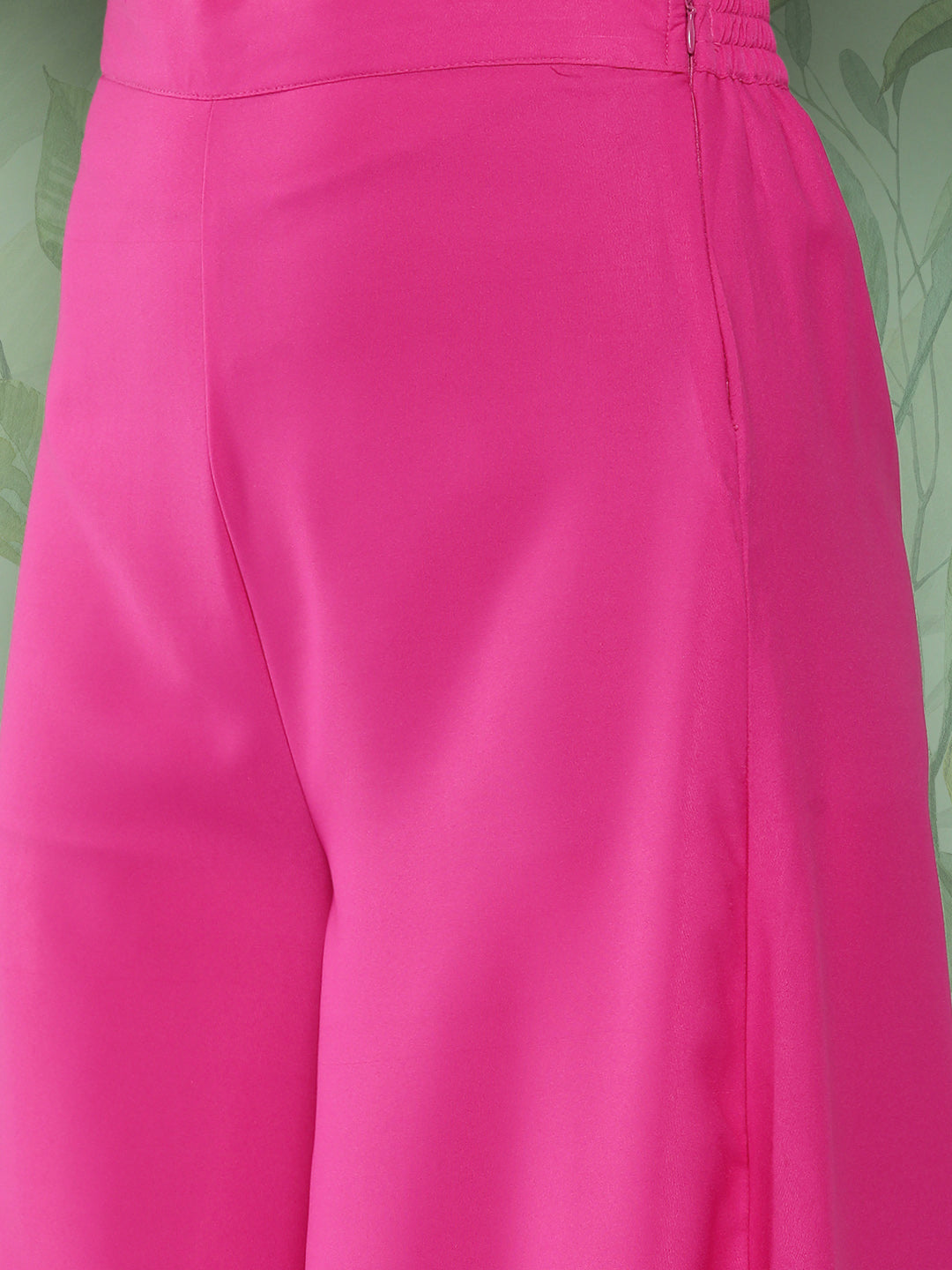 Magenta Pleated Halter Kurta Palazzo Set W White Pink Or Dupatta