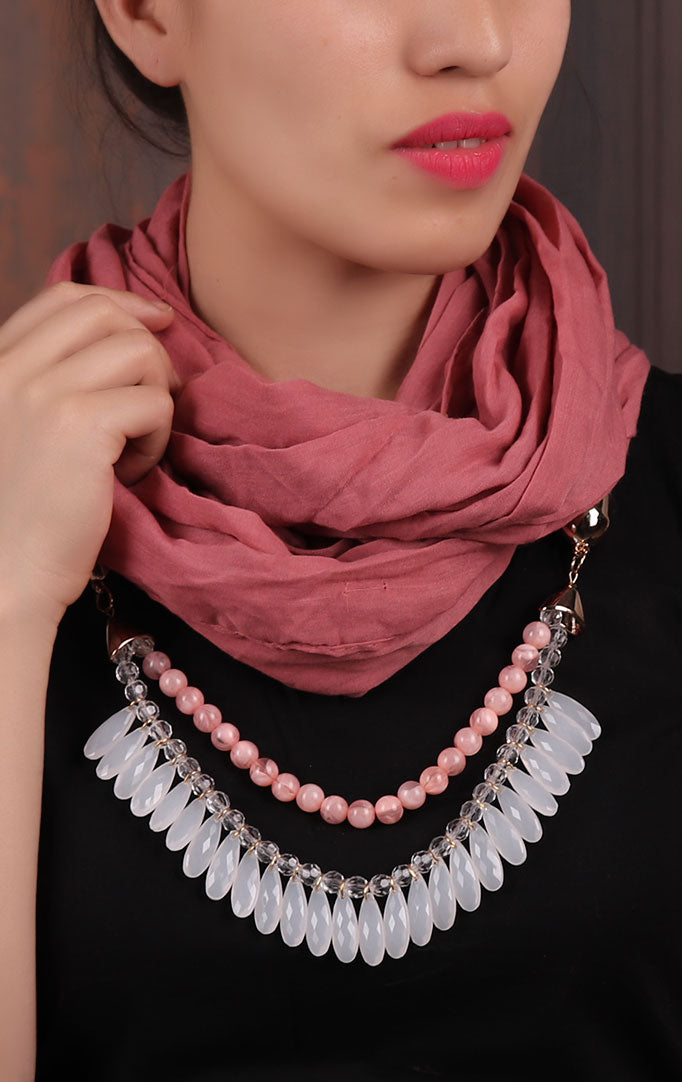 Mauve Pink Infinity Scarf Necklace