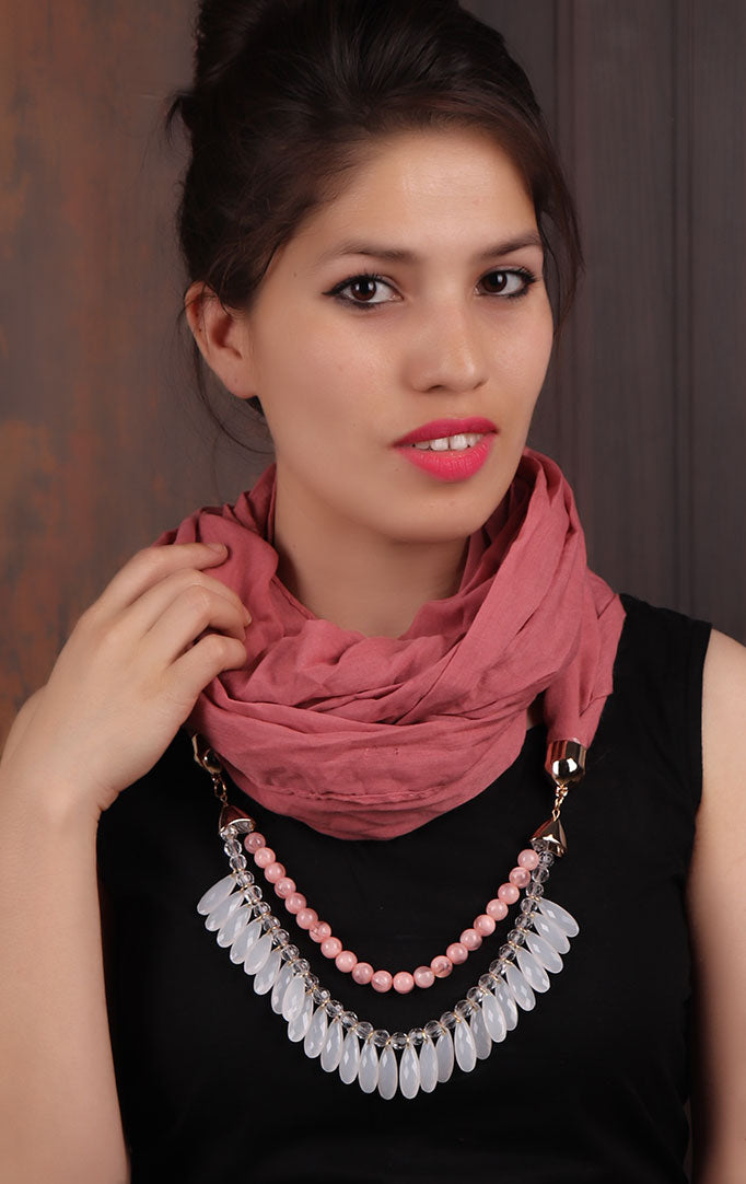 Mauve Pink Infinity Scarf Necklace