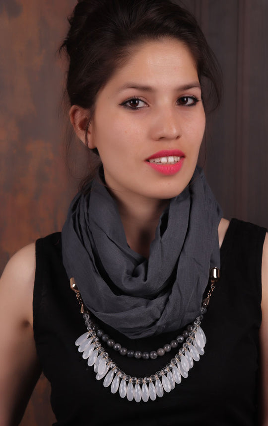 Charcoal-grey Infinity Scarf Necklace