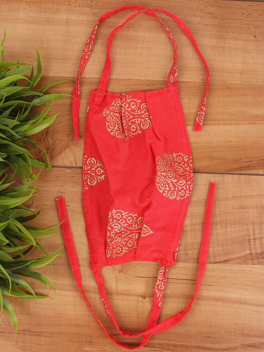 Red Golden Print Mask Set Of 2