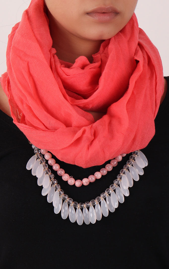 Peach Infinity Scarf with Small Beads