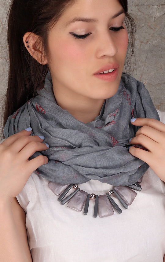 ANIMAL PRINT RED-BLACK NECKLACE STOLE