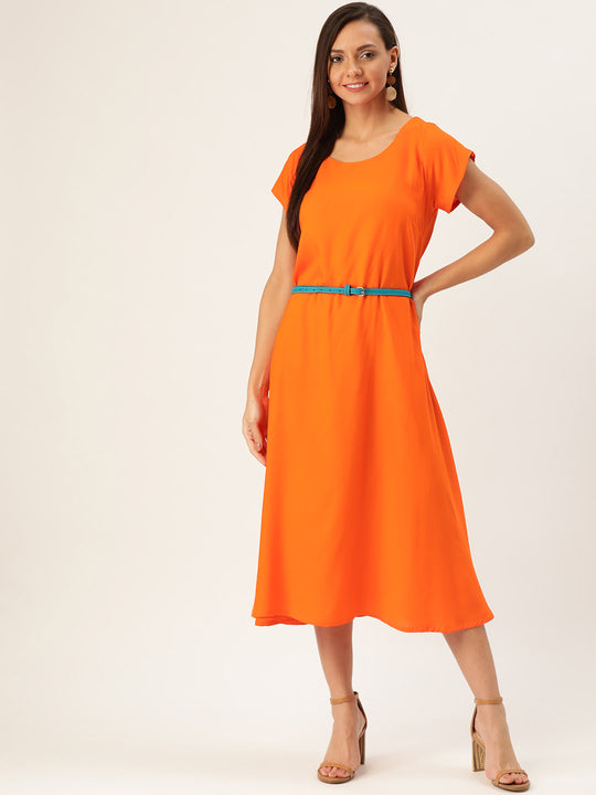Orange Dress Aqua Belt